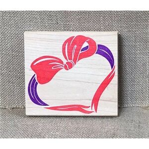 Vintage Ribbon Heart Frame Wood Mounted Rubber Stamp Romance Card Making Crafts